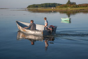 A father and son, heading out to their lobster boat. kennebunk-jd-father-and-son