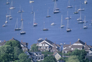 The boat moorings fill the harbor. Photo/Joe Devenney camden-jd-moorings