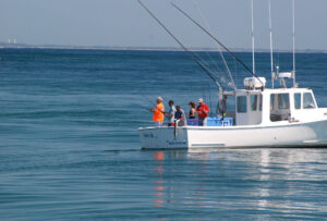 The rips off Monomoy produce striped bass by the score, but can be challenging to fish. Photo/Tom Richardson chatham-tr-bass-fishing-off-monomoy