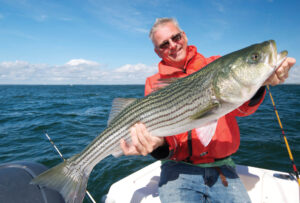 The waters off Chatham produce big bass through the summer. Photo/Tom Richardson chatham-tr-striped-bass