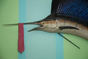 An unusual tie rack at one of the local stores. Photo/Caryn B. Davis milford-cd-tie-rack