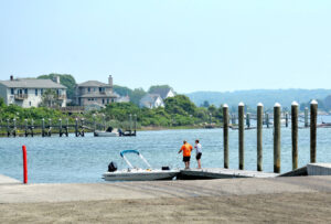 The launch ramp at Galilee Escape Road and the Great Island Bridge. point-judith-az-boat-launch