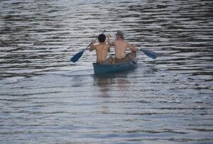 A couple canoers making their way on the river. york-jd-canoing