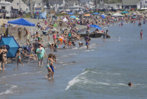 The beach can get quite crowded during the summer season. york-jd-crowded-beach
