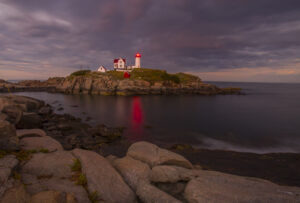 Nubble Light's beacon to approaching vessels beckons a safe harbor. york-jd-nubble-lighthouse