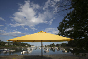 A yellow umbrella gives some respite from the sun. york-jd-yellow-umbrella