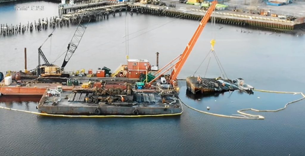 Sunken Barge Removed From Providence River