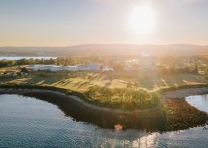 Aerial view. Photo courtesy Samoset Resort. luxurious-spas-samoset-resort-spa-arial-sunrise