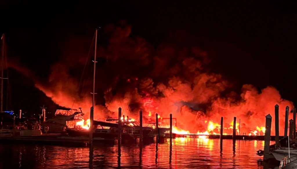 12 Boats Destroyed in Fire at Cottage Park Yacht Club in Winthrop